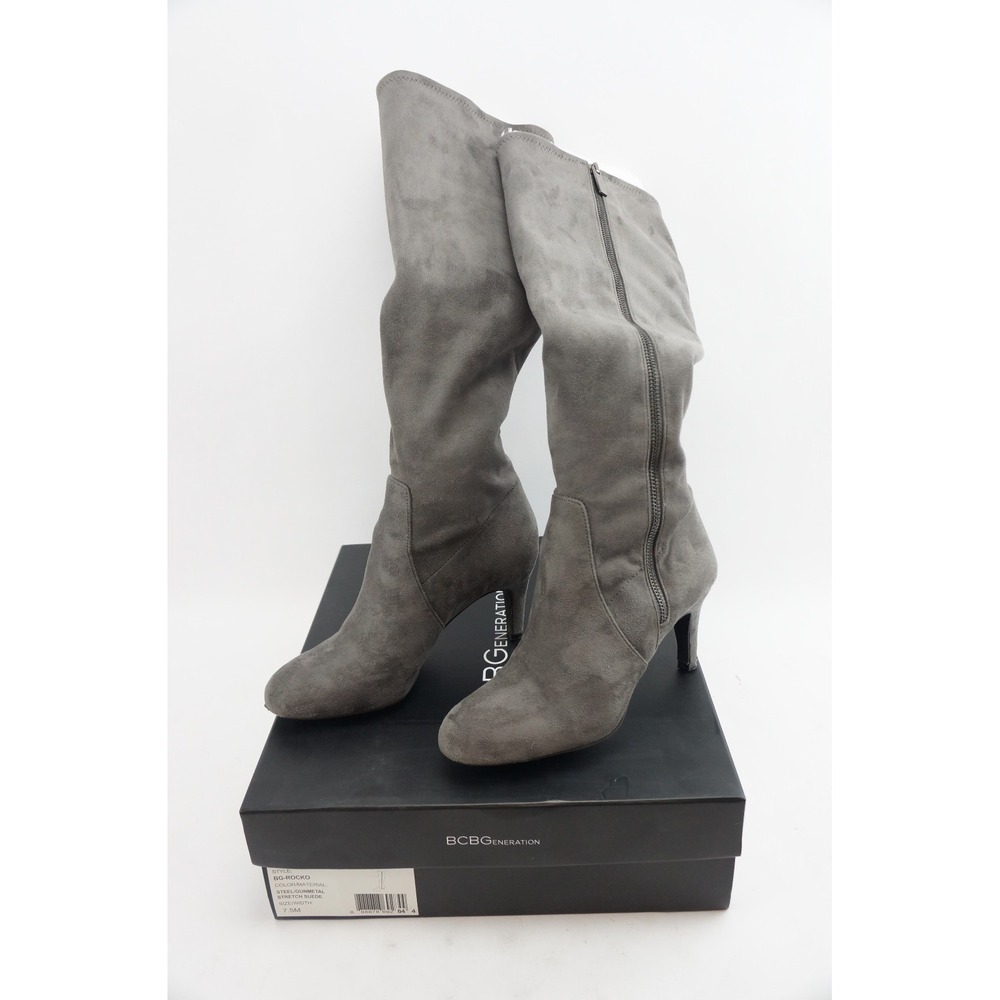 NIB BCBG BCBGeneration ROCKO Gray Fabric Zip Fashion Boots Womens 7.5 M